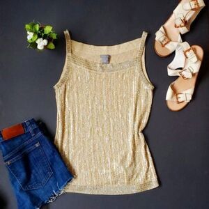 Ann Taylor Gold Sequin Tank